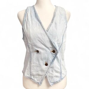 Vintage Gitano Denim Vest Light Wash Button Front Medium